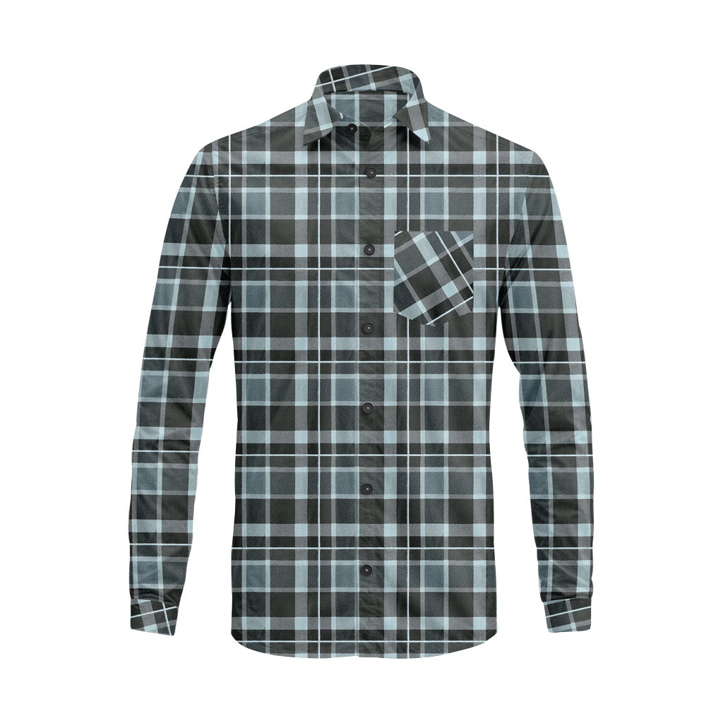 Long Sleeve Plaid Cotton Shirt – Button Down Checkered Casual Dress Shirt