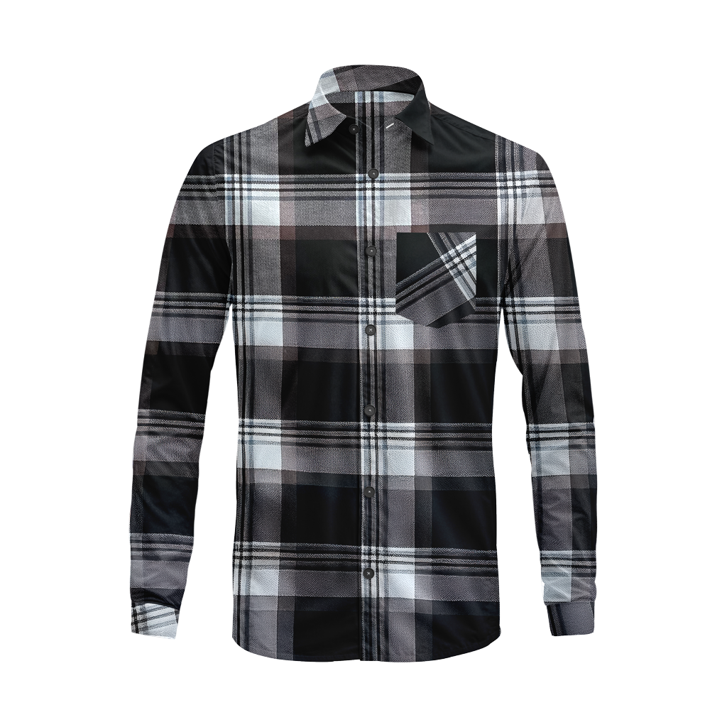 Classic Flannel Style Shirt – Long Sleeve Button Down in Checkered Plaid Pattern