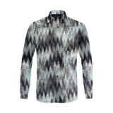 Zigzag Print Long Sleeve Shirt – Cotton Blend Button Down Casual Wear