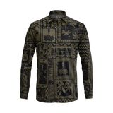 Boho Island Print Long Sleeve Shirt – Cotton Blend Button Down Casual Wear