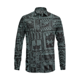 Boho Island Print Long Sleeve Shirt – Cotton Blend Button Down Casual Wear