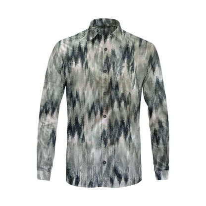 Zigzag Print Long Sleeve Shirt – Cotton Blend Button Down Casual Wear