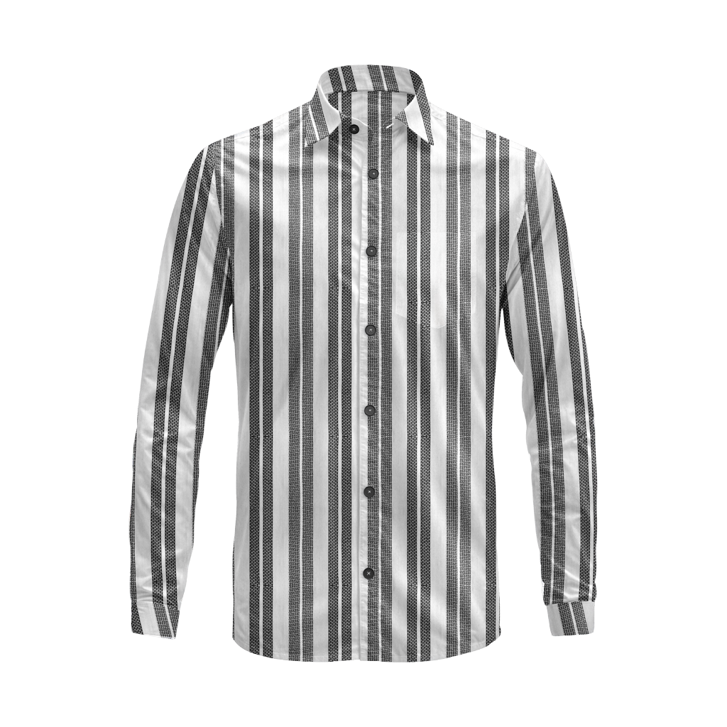 Vertical Striped Long Sleeve Button Down Shirt – Lightweight Cotton Casual Dress Shirt