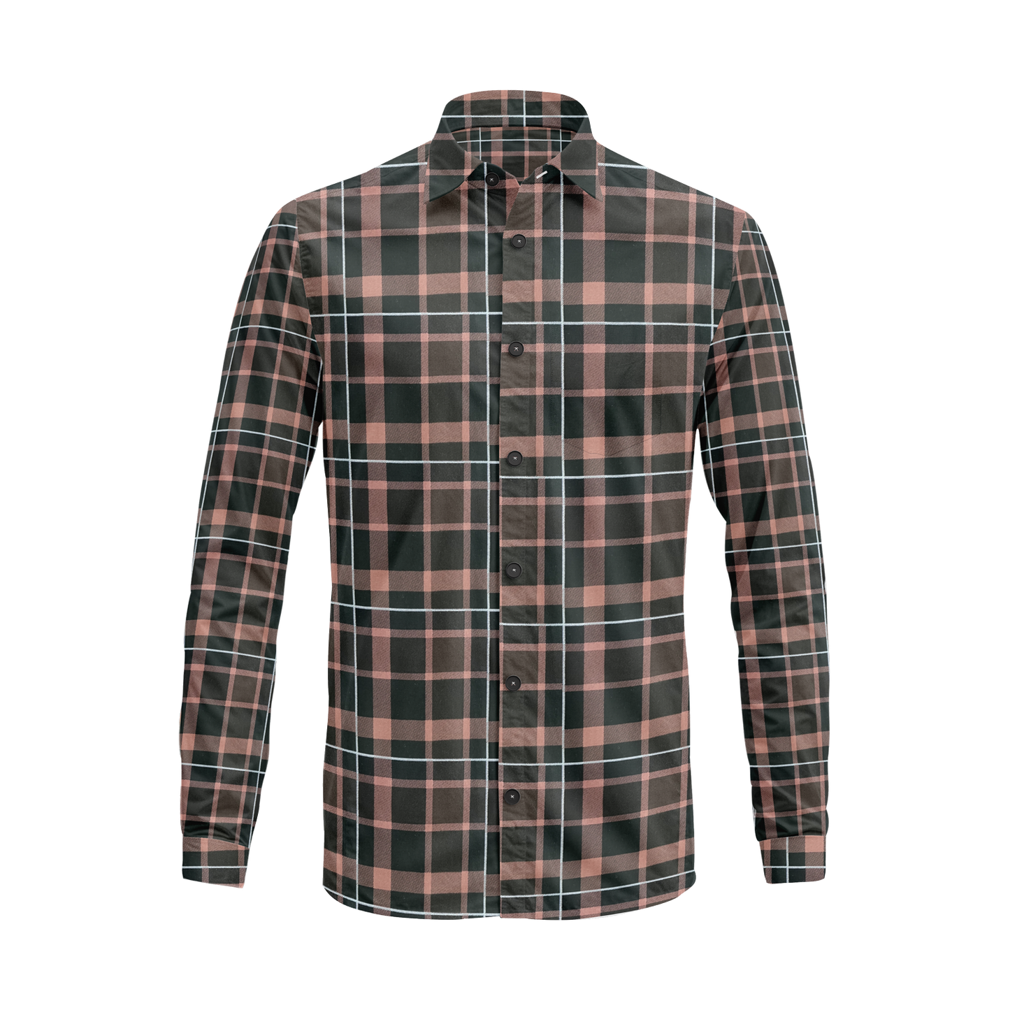 Long Sleeve Plaid Cotton Shirt – Button Down Checkered Casual Dress Shirt
