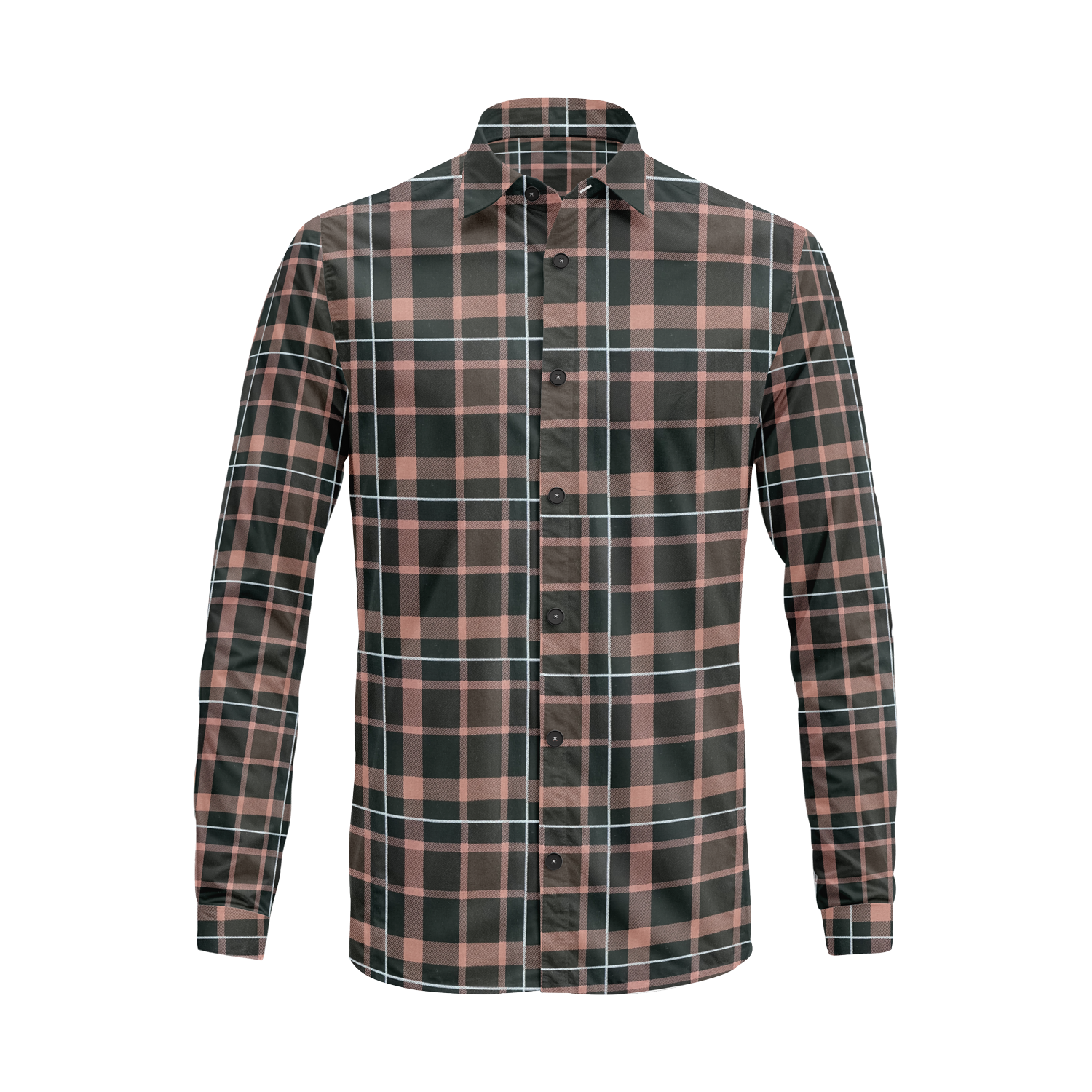 Long Sleeve Plaid Cotton Shirt – Button Down Checkered Casual Dress Shirt