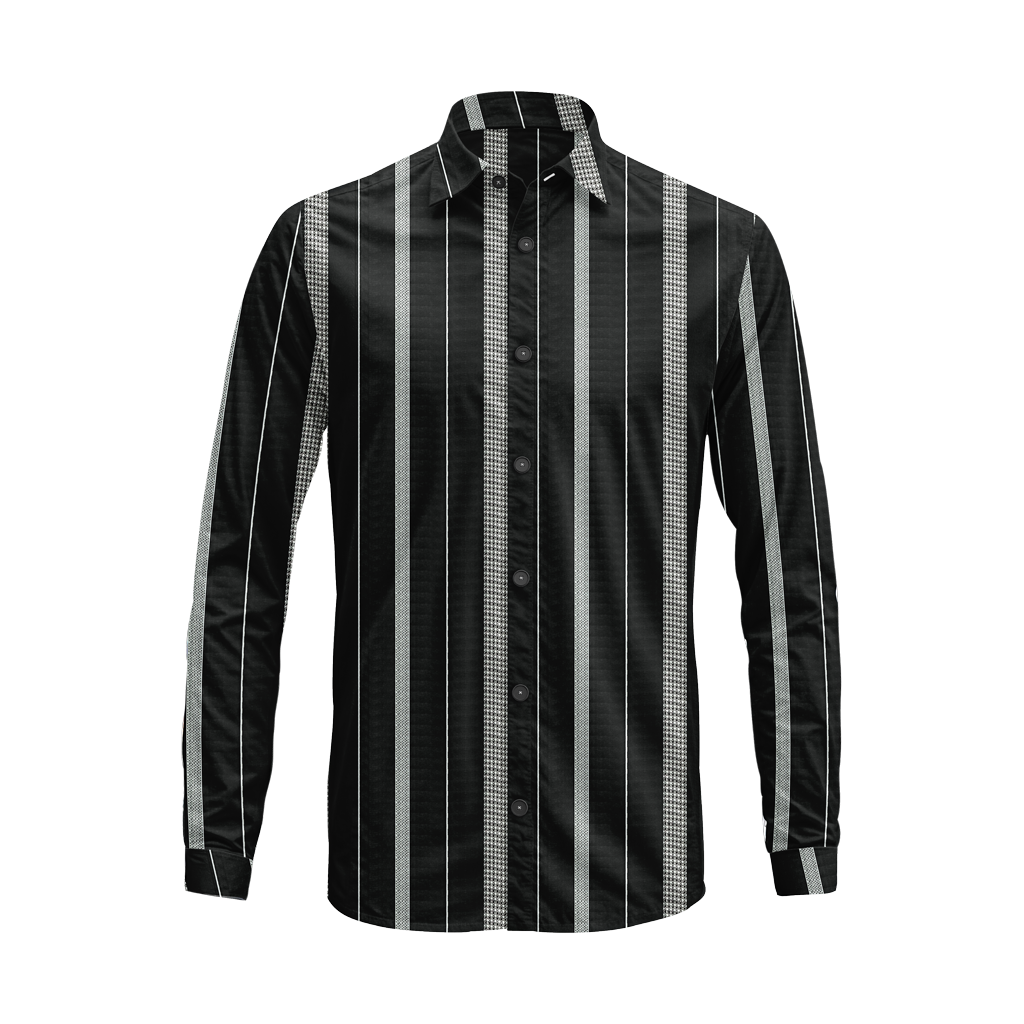 Long Sleeve Vertical Stripe Shirt – Cotton Blend Button Down for Casual & Business Wear