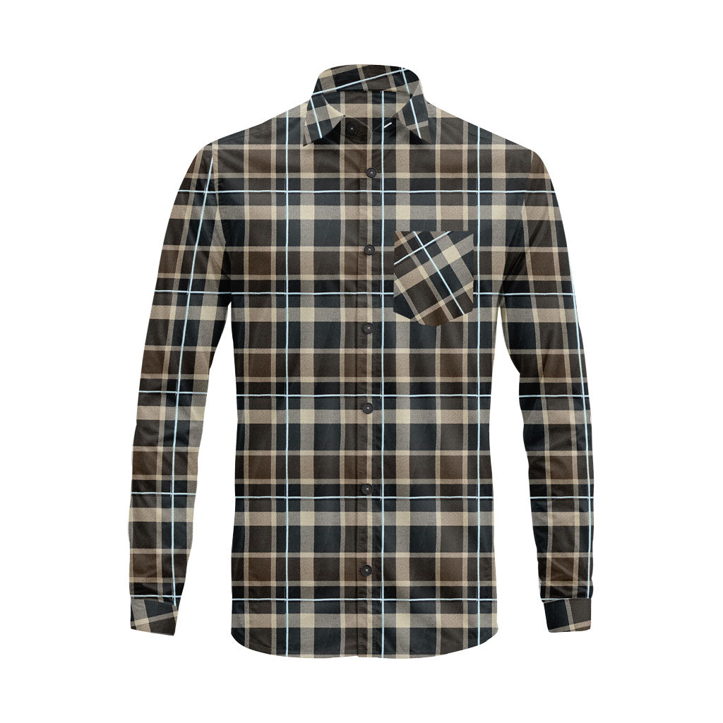 Long Sleeve Plaid Cotton Shirt – Button Down Checkered Casual Dress Shirt