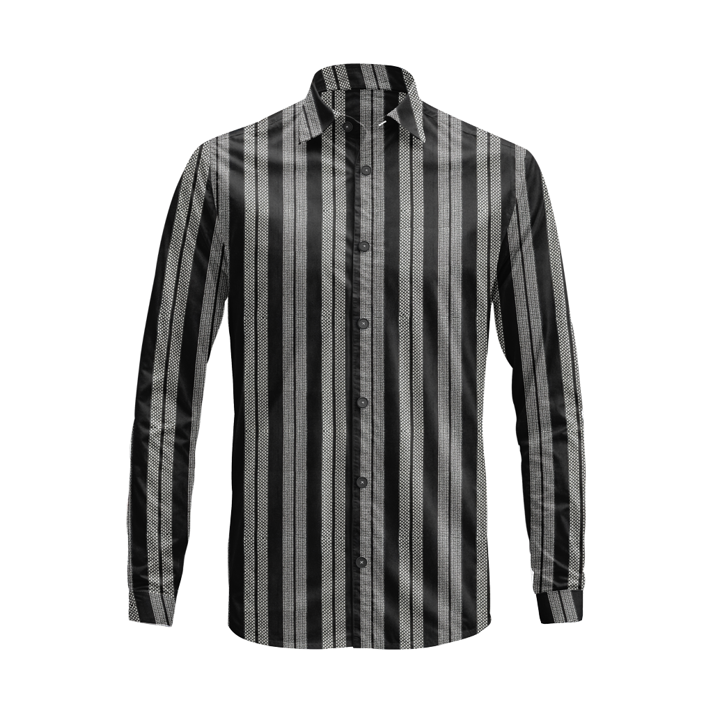Vertical Striped Long Sleeve Button Down Shirt – Lightweight Cotton Casual Dress Shirt