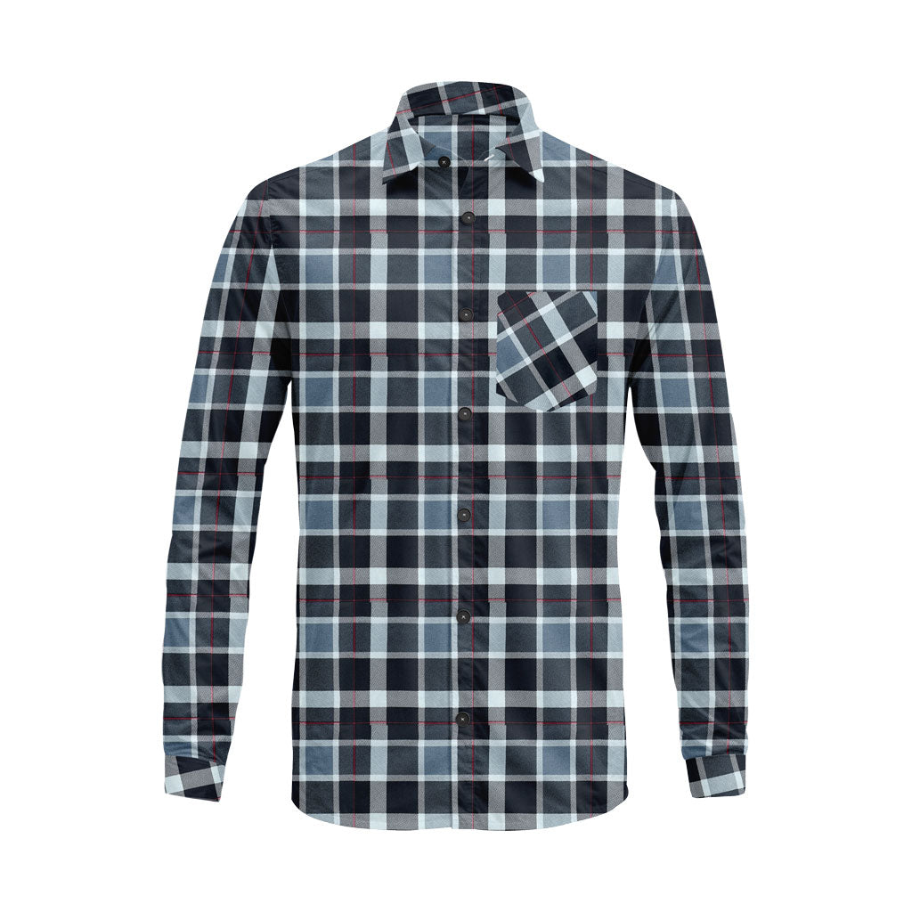 Long Sleeve Plaid Cotton Shirt – Button Down Checkered Casual Dress Shirt