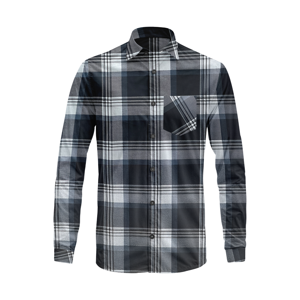 Classic Flannel Style Shirt – Long Sleeve Button Down in Checkered Plaid Pattern
