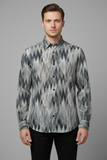 Zigzag Print Long Sleeve Shirt – Cotton Blend Button Down Casual Wear