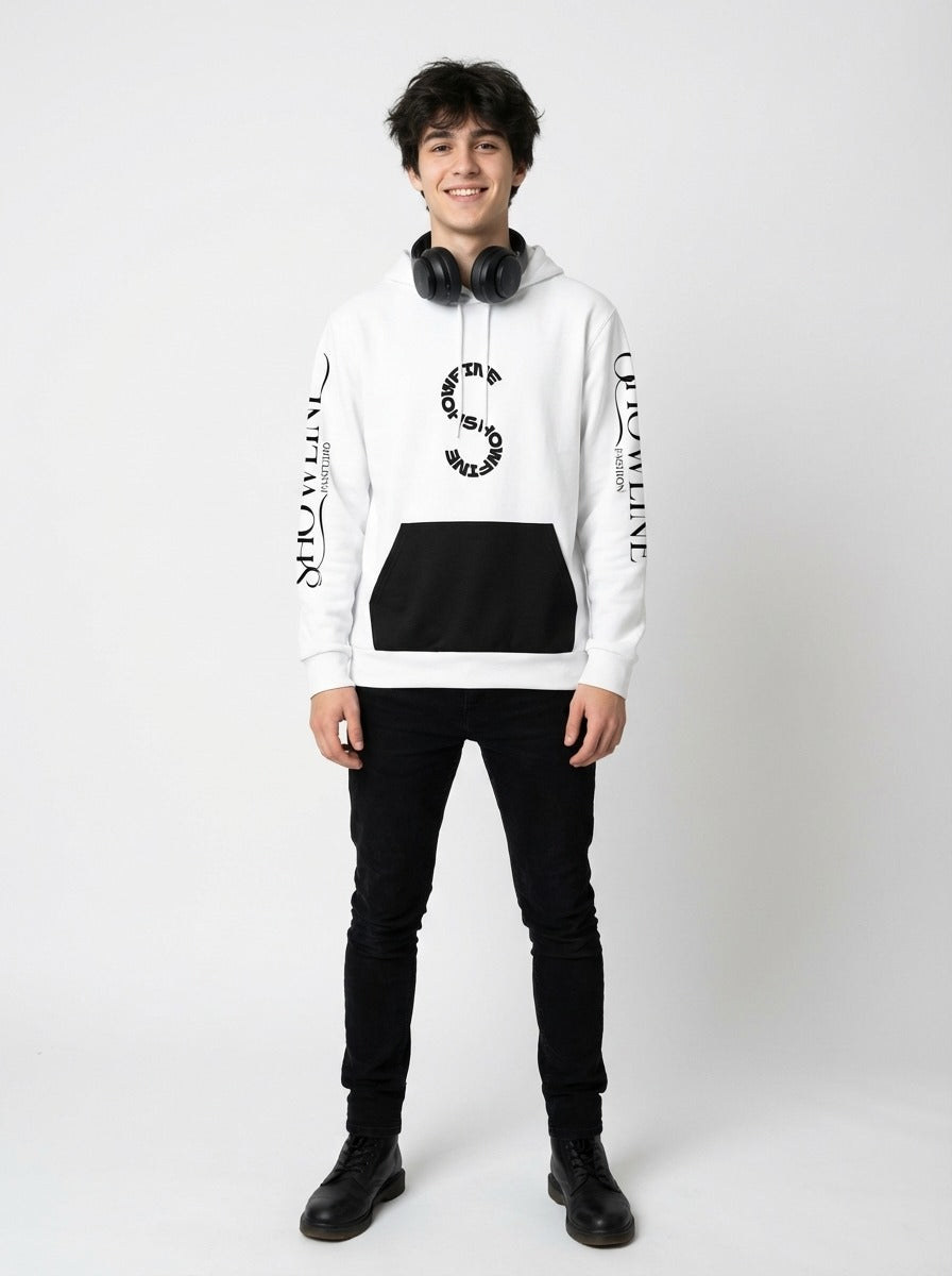 Black and White The Showfine Printed Fashion Hoodie for Men and Women