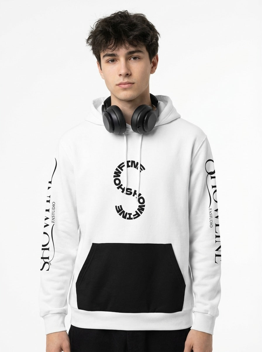 Black and White The Showfine Printed Fashion Hoodie for Men and Women