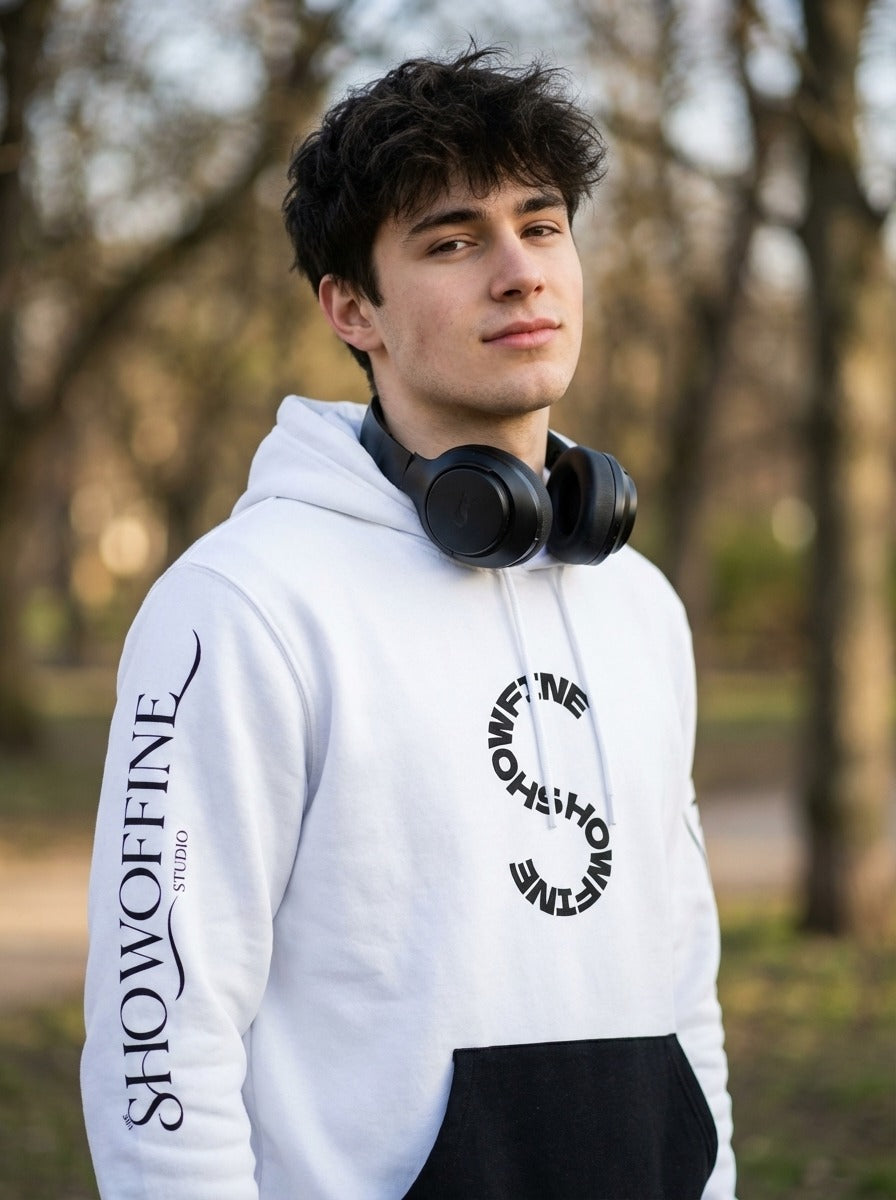 Black and White The Showfine Printed Fashion Hoodie for Men and Women