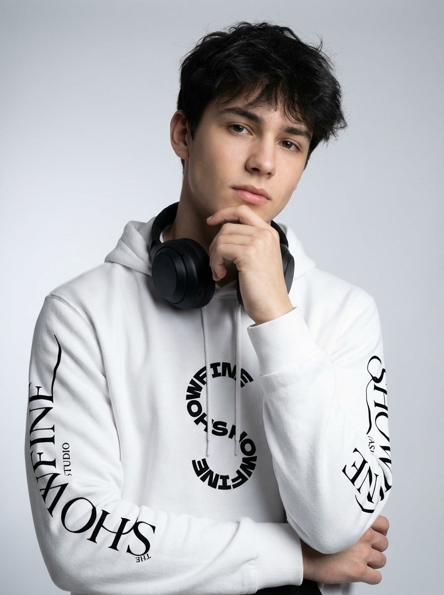 Black and White The Showfine Printed Fashion Hoodie for Men and Women