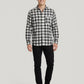 Slim-Fit Black & White Plaid Brushed Cotton Shirt