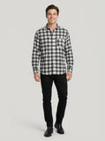 Slim-Fit Black & White Plaid Brushed Cotton Shirt