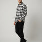 Slim-Fit Black & White Plaid Brushed Cotton Shirt