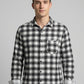 Slim-Fit Black & White Plaid Brushed Cotton Shirt