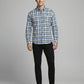 Men's Classic Blue and Grey Plaid Button-Down Shirt