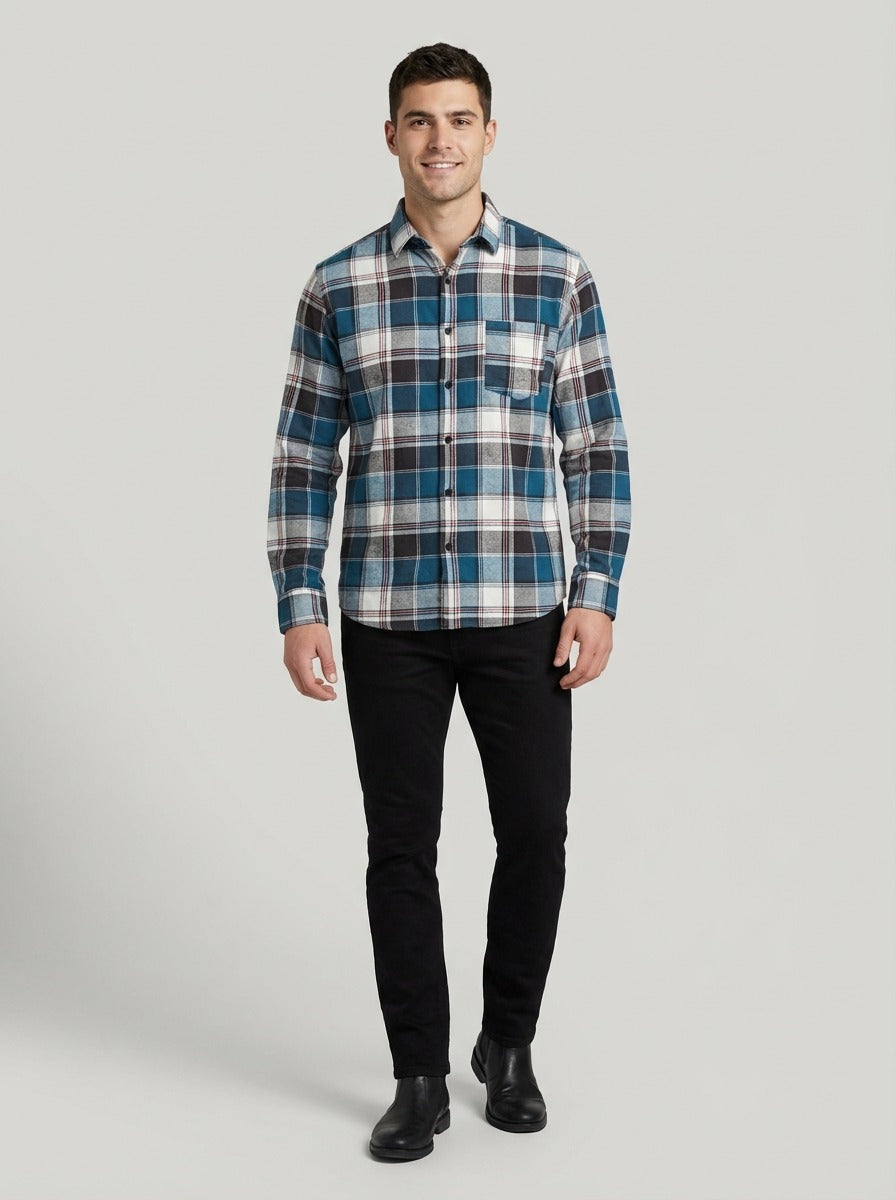 Men's Premium Brushed Cotton Plaid Flannel - Tailored Fit