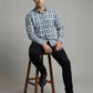 Men's Classic Blue and Grey Plaid Button-Down Shirt