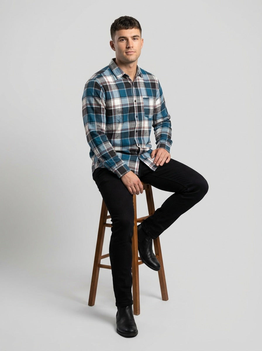Men's Premium Brushed Cotton Plaid Flannel - Tailored Fit