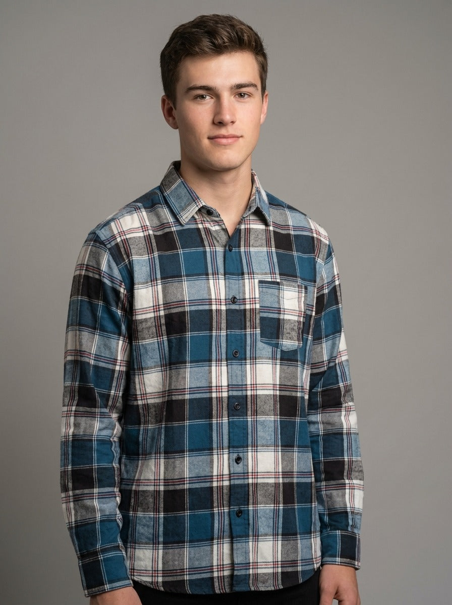 Men's Premium Brushed Cotton Plaid Flannel - Tailored Fit