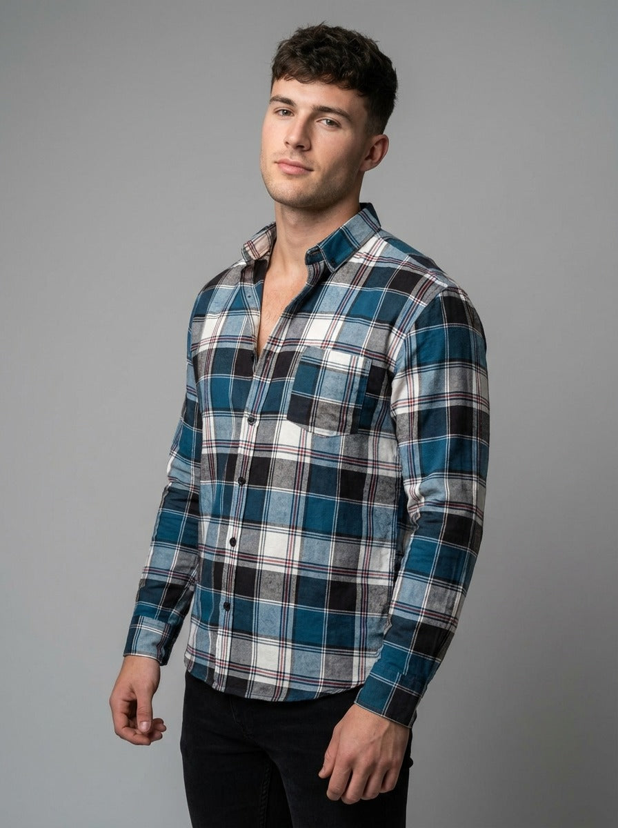 Men's Premium Brushed Cotton Plaid Flannel - Tailored Fit