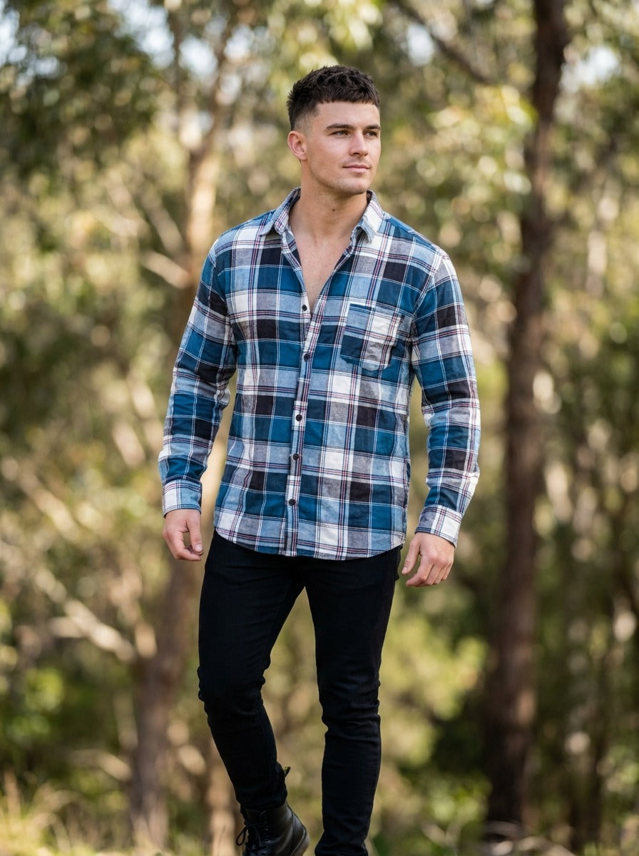 Men's Premium Brushed Cotton Plaid Flannel - Tailored Fit