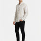 Men's Relaxed Fit Striped Linen Blend Shirt in Sand White