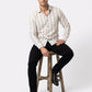 Men's Relaxed Fit Striped Linen Blend Shirt in Sand White