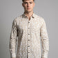 Men's Slim-Fit Linen-Blend Botanical Floral Shirt in Sand