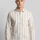 Men's Relaxed Fit Striped Linen Blend Shirt in Sand White