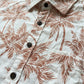 Men's Slim Fit Terracotta Palm Print Linen Blend Shirt