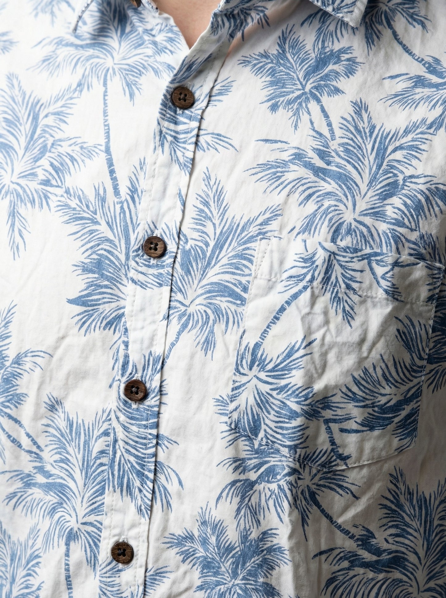 Men's THE SHOWFINE Blue Palm Print Slim-Fit Button-Down Shirt