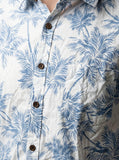Men's THE SHOWFINE Blue Palm Print Slim-Fit Button-Down Shirt