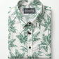 Premium Cotton Slim-Fit Palm Print Resort Shirt - Green/White