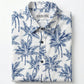 Men's Slim Fit Navy Palm Tree Print White Resort Shirt