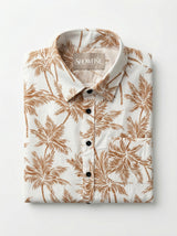 Men's Premium Linen-Blend Palm Print Long Sleeve Shirt