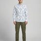 Men's THE SHOWFINE Blue Palm Print Slim-Fit Button-Down Shirt