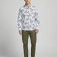 Men's Slim Fit Navy Palm Tree Print White Resort Shirt