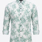 Premium Cotton Slim-Fit Palm Print Resort Shirt - Green/White