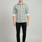 Men's Premium Green & White Plaid Cotton Button-Down Shirt