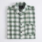 Men's Premium Green & White Plaid Cotton Button-Down Shirt