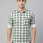 Men's Premium Green & White Plaid Cotton Button-Down Shirt