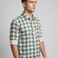 Men's Premium Green & White Plaid Cotton Button-Down Shirt