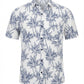 Men's Slim Fit Navy Palm Tree Print White Resort Shirt