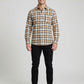 Men's Classic Tan and Black Plaid Button-Down Shirt - Long Sleeve Casual Top