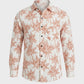 Men's Slim Fit Terracotta Palm Print Linen Blend Shirt
